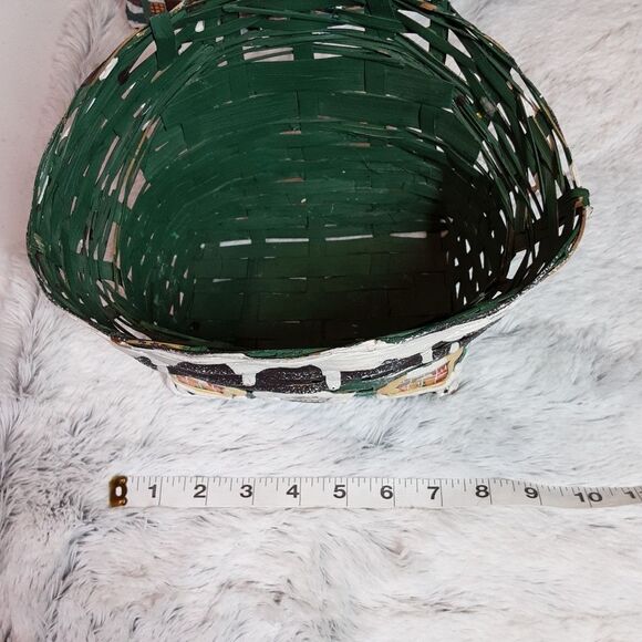 VINTAGE (1970's) Handcrafted Rare Woven Handpainted Christmas‎ Basket 10"… - Picture 9 of 14